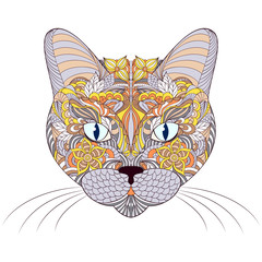 head of cat on white background © warmjuly