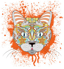  head of cat on grunge splash © warmjuly