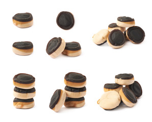 Chocolate coated chewing candy isolated