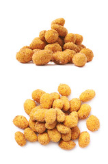 Pile of crunchy coated nuts isolated
