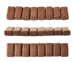Line of chocolate waffle candies