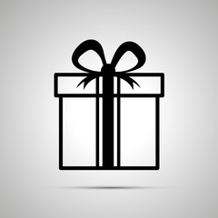 Gift simple black icon with shadow