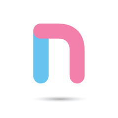 n font vector with blue and pink color on White background, Futu