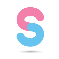 s font vector with blue and pink color on White background, Futu