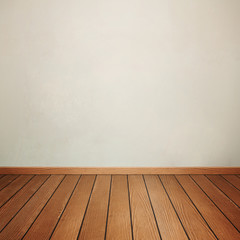 room interior with concrete wall and brown wood floor