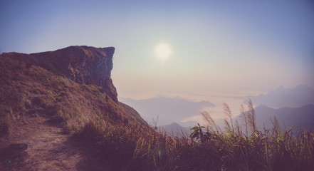 Sun rise over the mountains of Chiang Dao, Thailand