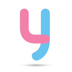 y font vector with blue and pink color on White background, Futu