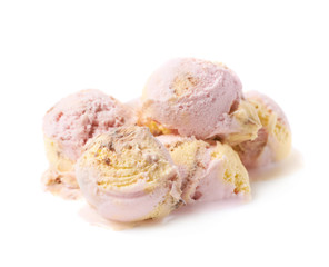 Pile of ice-cream scoops isolated