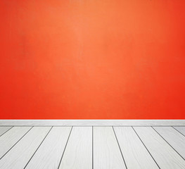 room interior with concrete wall and white wood floor