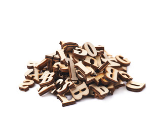 Pile of wooden letters isolated