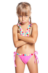 Unhappy little girl in swimsuit © valiza14