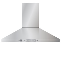 Appliances. Modern kitchen cooker hood in steel silver. Vector Image.