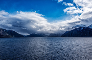 Serene view over Norwegian fjord a beautiful spring day