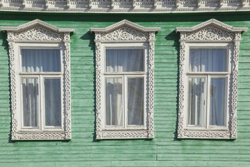 Old wooden decorated window