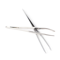 Steel cosmetic tweezers isolated