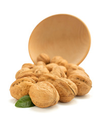 walnuts in bowl on white