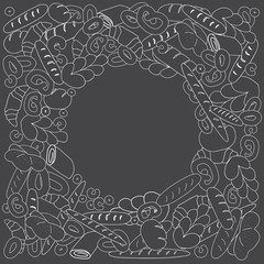  Frame made of the bakery on the blackboard.