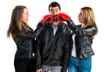 Girls giving a punch at her ex-boyfriend