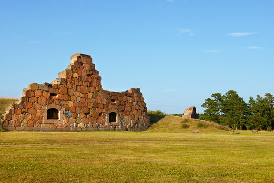 Ruins of fortress Bomarsund (1832-1854). Remains of fortifications