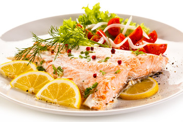 Roasted salmon and vegetables