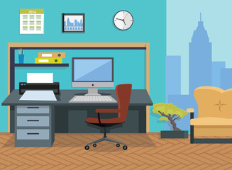 Interior Office Room. Illustration for Design