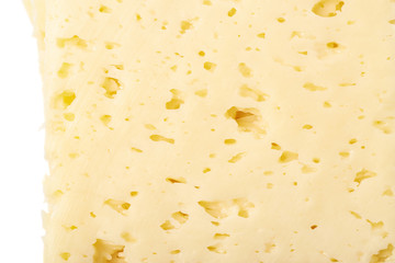 Close-up fragment of a cheese's slice