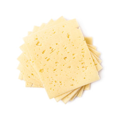 Pile of cheese slices isolated