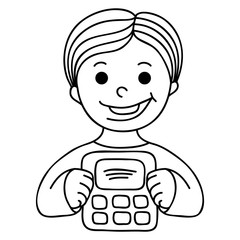 Smiling Boy With Calculator