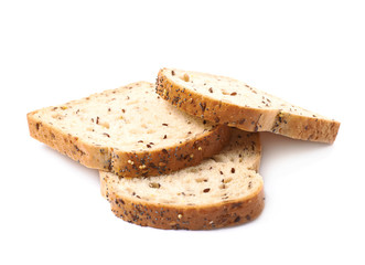 Three slices of white bread isolated