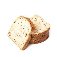Sliced white bread composition isolated