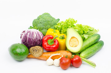 collection vegetables isolated on a white background