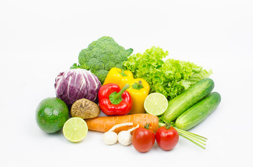 collection vegetables isolated on a white background