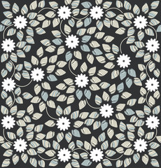 Seamless pattern wth cute small flowers and leaves