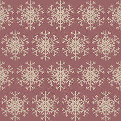 Seamless pattern with snowflakes on red background