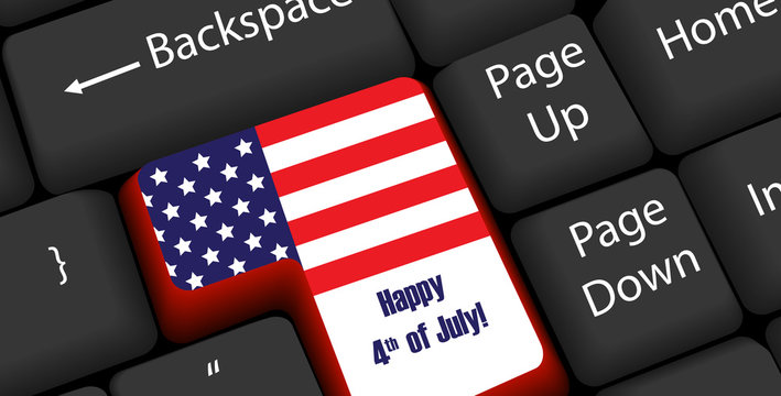 happy independence day 4th july key on the computer keyboard
