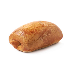 Pastry pocket with sausage isolated