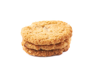 Pile stack of oatmeal cookies isolated