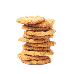 Pile stack of oatmeal cookies isolated