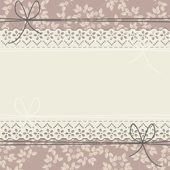 Horizontal lace frame with flowers and bows