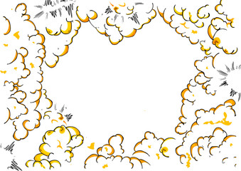 White explosion clouds background with writing space.
