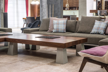 Cofe table and sofa modern living room interior 