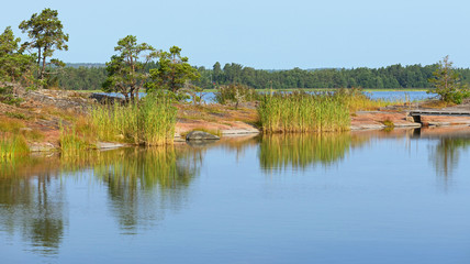 Reflection of blue sky in sea