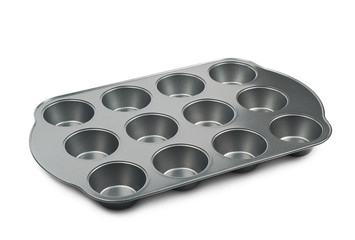 Metal muffin pan isolated