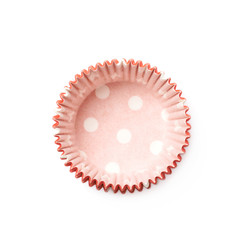 Red polka dot cupcake cup isolated