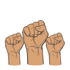 Raised fist. Strong fist on a white background. Mans hand. Male fist. Symbol of power and authority. Symbol of good luck and success. Fist icon. Painted vector fist. Fist sketch