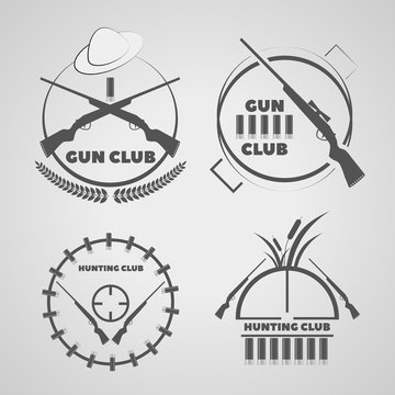 Vintage  gun club labels emblems and design elements eps 10