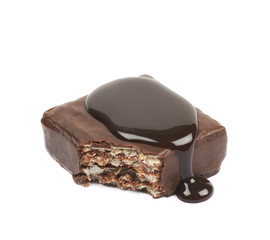 Chocolate waffle candy bar isolated