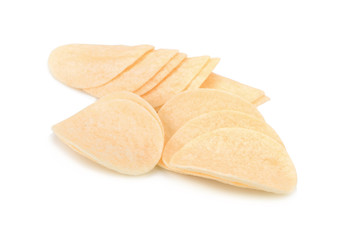 potato chips on white background