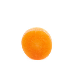 Single baby carrot slice isolated