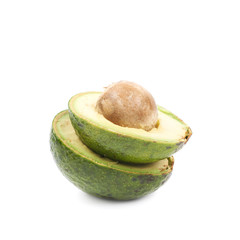 Two avocado halves isolated